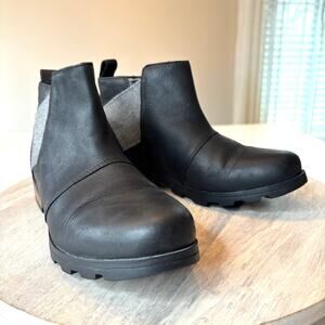 Sorel Emelie Ankle Chelsea Boots Women's Size 8 Black Leather Pull On NL3718-010